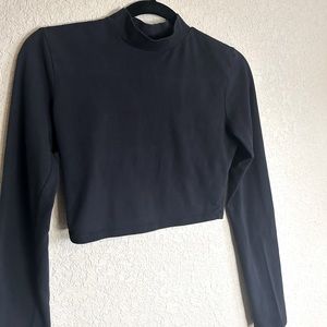 Long Sleeve Turtle Neck Style Crop Top, Size M